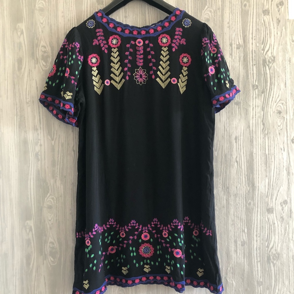 Hazel black mini embroidered dress size small